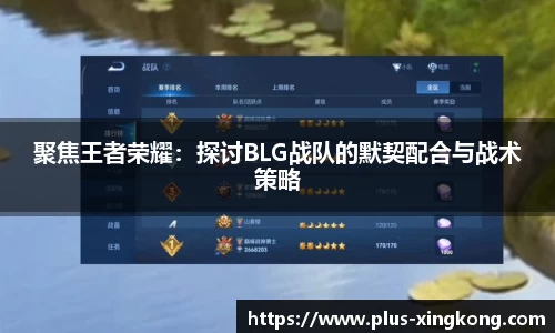 聚焦王者荣耀:探讨BLG战队的默契配合与战术策略